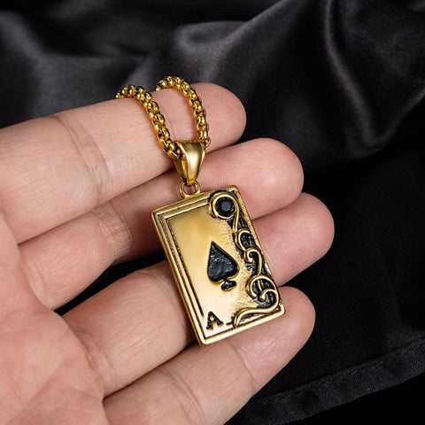 Spade Ace Poker Decor Necklace Men's Choker Blackjack Jewelry