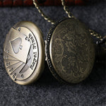 Classic Retro Engraved Royal Flush Antique Bronze Poker Pocket Watch