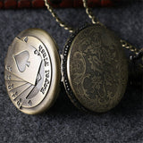 Classic Retro Engraved Royal Flush Antique Bronze Poker Pocket Watch