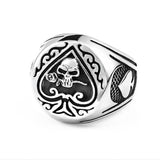 Skull Bite Rose Poker Ring Stainless Steel Gothic Men Punk Jewelry